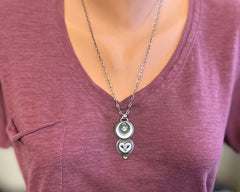 Barn Owl with Kyanite and Peridot Necklace