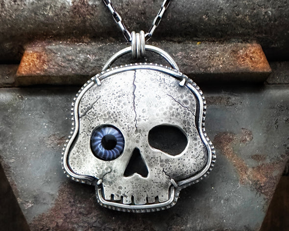 Wonky Eye Skull Necklace #3
