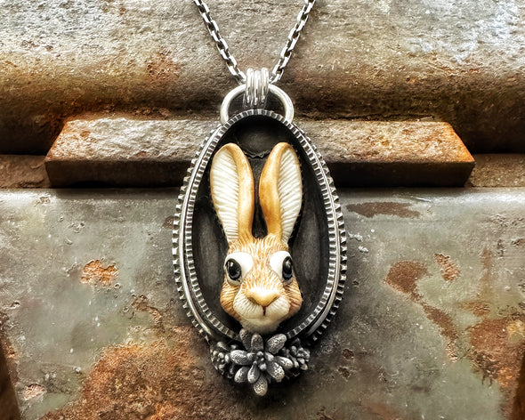 Porcelain Rabbit Shadowbox Necklace