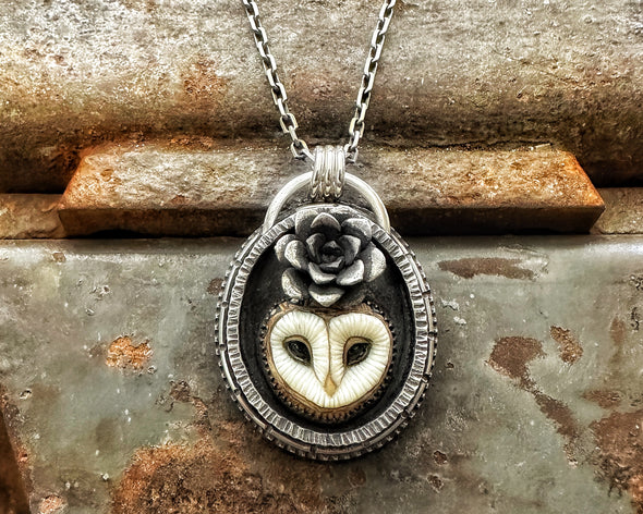 Barn Owl Shadowbox Necklace