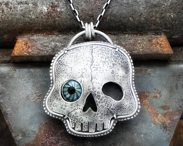 Wonky Eye Skull Necklace #2
