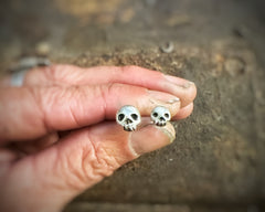 Tiny Skull Post Earrings