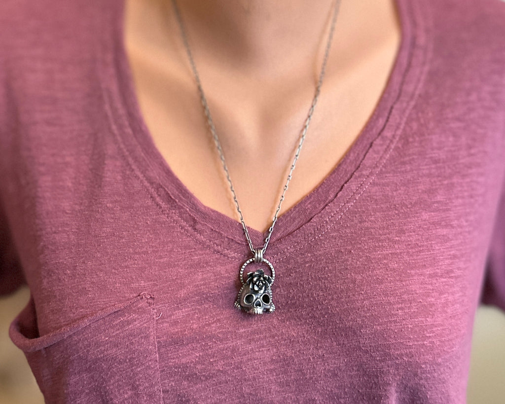 Skull with Flower Necklace