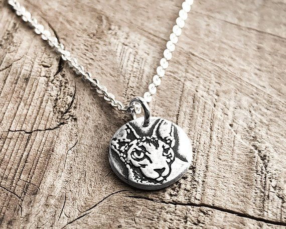 Tiny Sphynx Cat  Necklace
