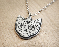 Cat Sugar Skull Necklace