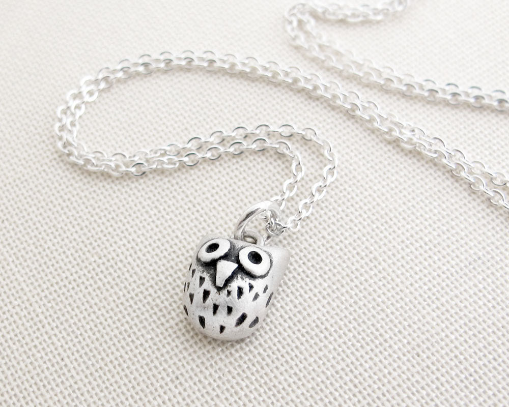 Very tiny owl necklace in sterling silver