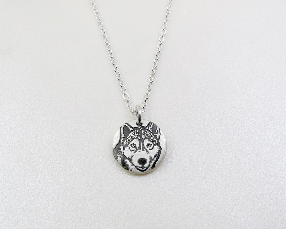 Tiny Husky Necklace in Silver