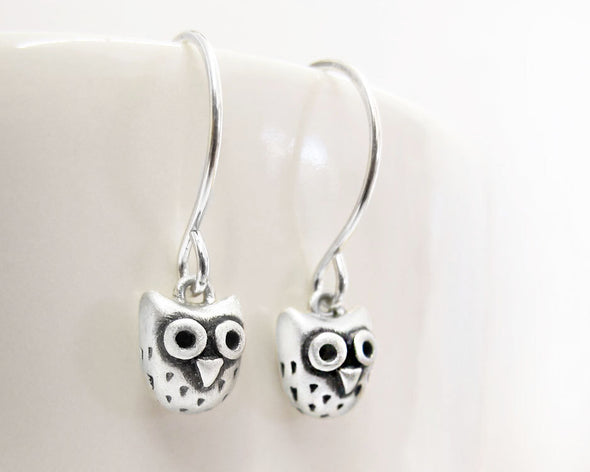 Very tiny owl earrings in sterling silver