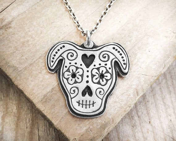 Pit Bull Sugar Skull Necklace