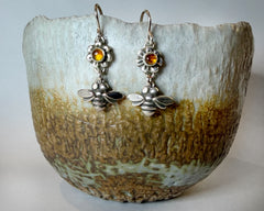 Bee Earrings with Madeira Citrine