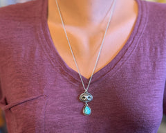 Burrowing Owl Necklace With Turquoise