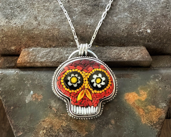 Micro Mosaic Skull Necklace #5
