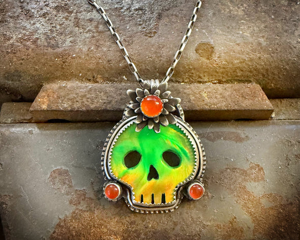 Green Aurora Opal Skull