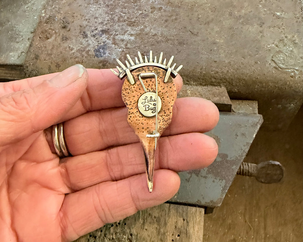Raven Skull Brooch