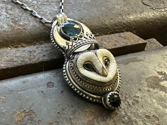 Barn Owl with Kyanite Necklace