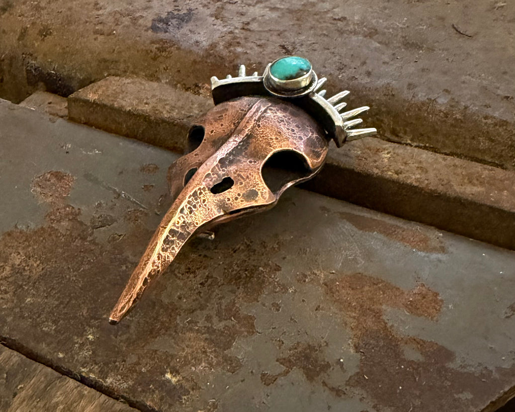 Raven Skull Brooch