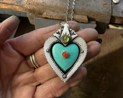 Turquoise Sacred Heart Necklace