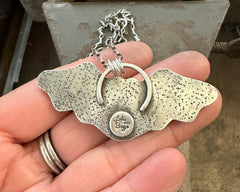 Dark Aurora Opal Bat Necklace