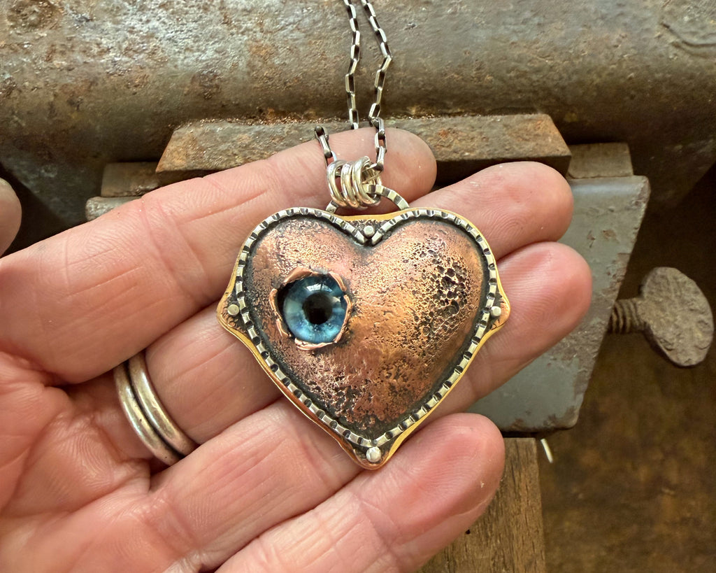 Mixed Metal Heart with Glass Eye #2