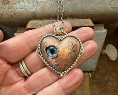 Mixed Metal Heart with Glass Eye #2