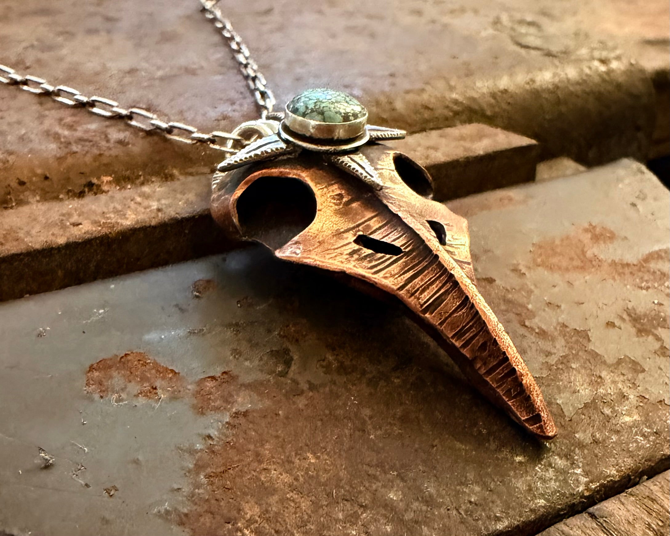 Copper Raven Skull Necklace – Lulu Bug Jewelry