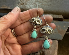 Burrowing Owl Earrings With Turquoise