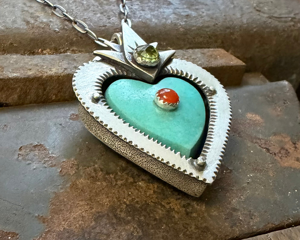Turquoise Sacred Heart Necklace
