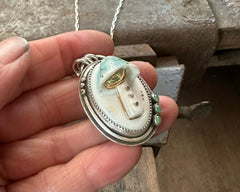 Porcelain Mushroom Necklace with Chrysoprase