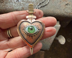 Mixed Metal Sacred Heart Necklace/Brooch
