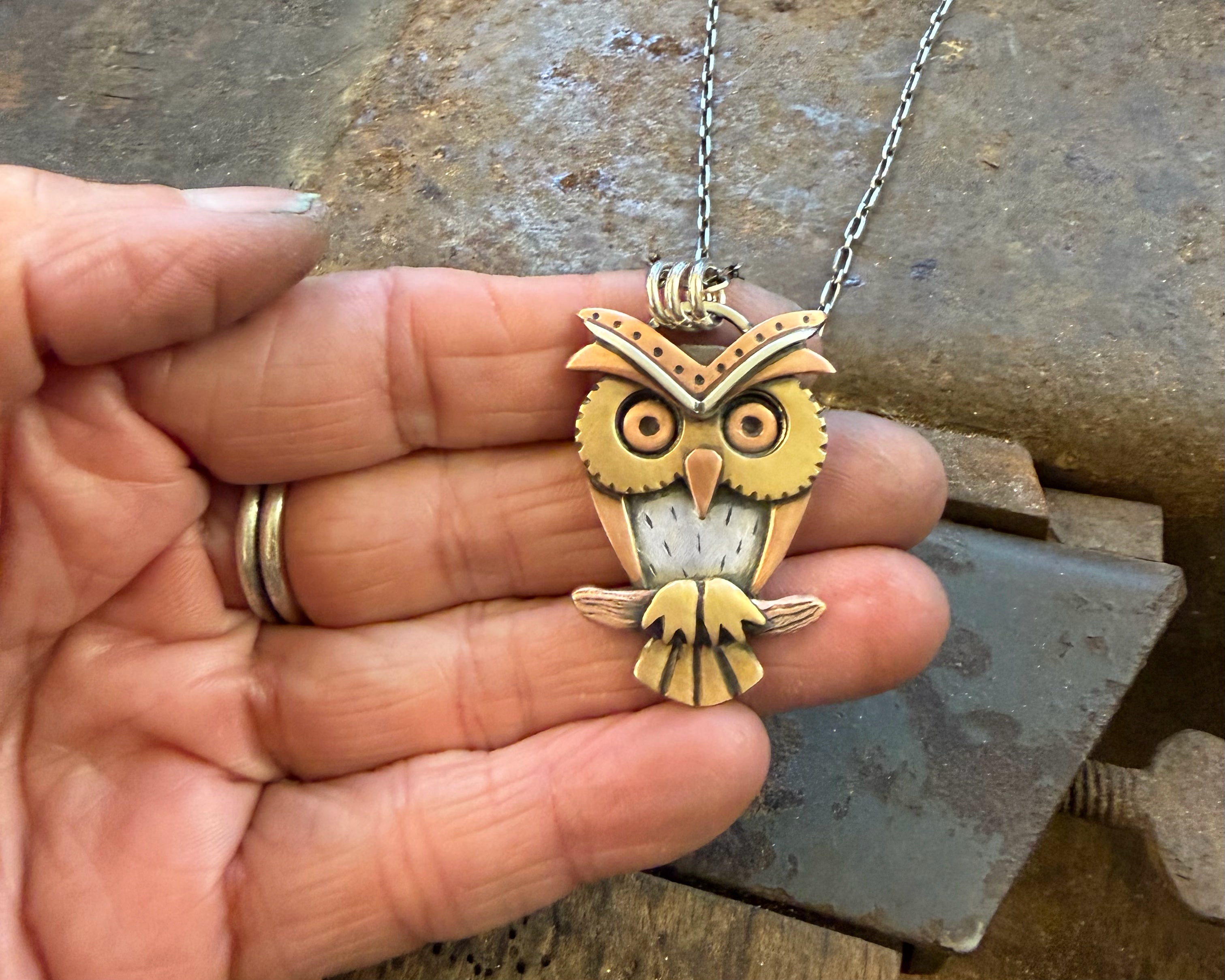 Mixed Metal Owl #3 – Lulu Bug Jewelry