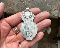 Great Grey Owl with Garnet Necklace