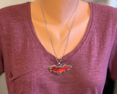 Fiery Orange Aurora Opal Bat Necklace