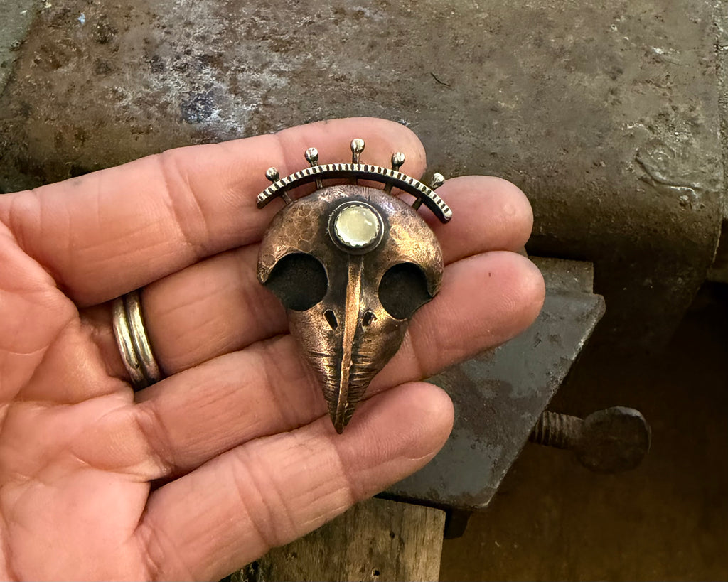 Owl Skull Brooch