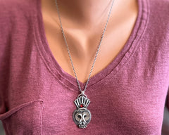 Great Grey Owl with Garnet Necklace