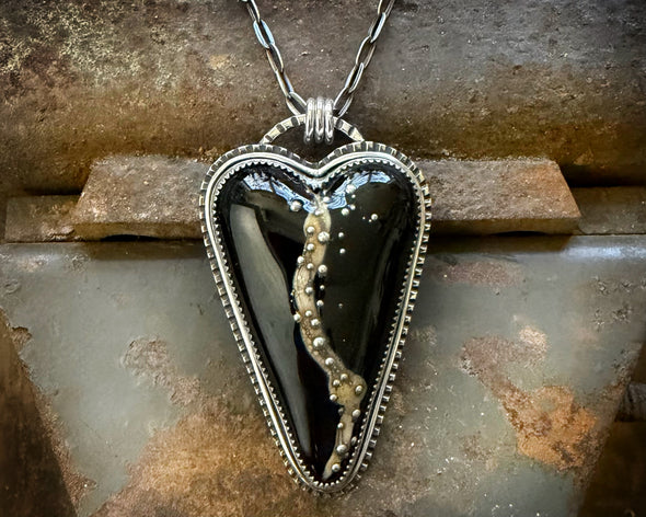 Black Lampwork Heart Necklace