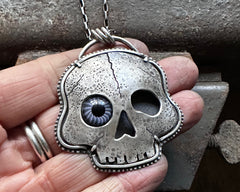Wonky Eye Skull Necklace #3
