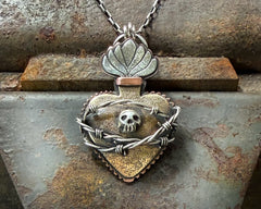 Mixed Metal Sacred Heart with Barbed Wire