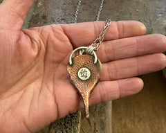 Copper Raven Skull Necklace