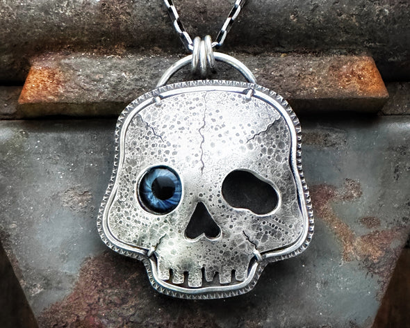Wonky Eye Skull Necklace #1
