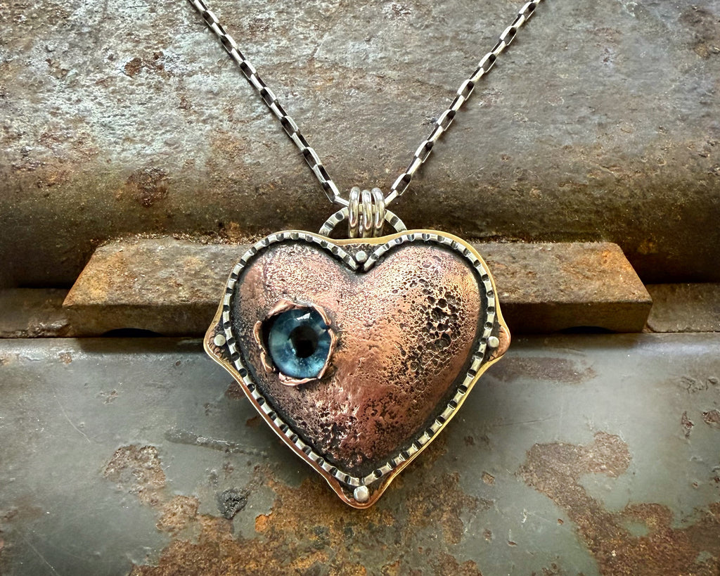 Mixed Metal Heart with Glass Eye #2