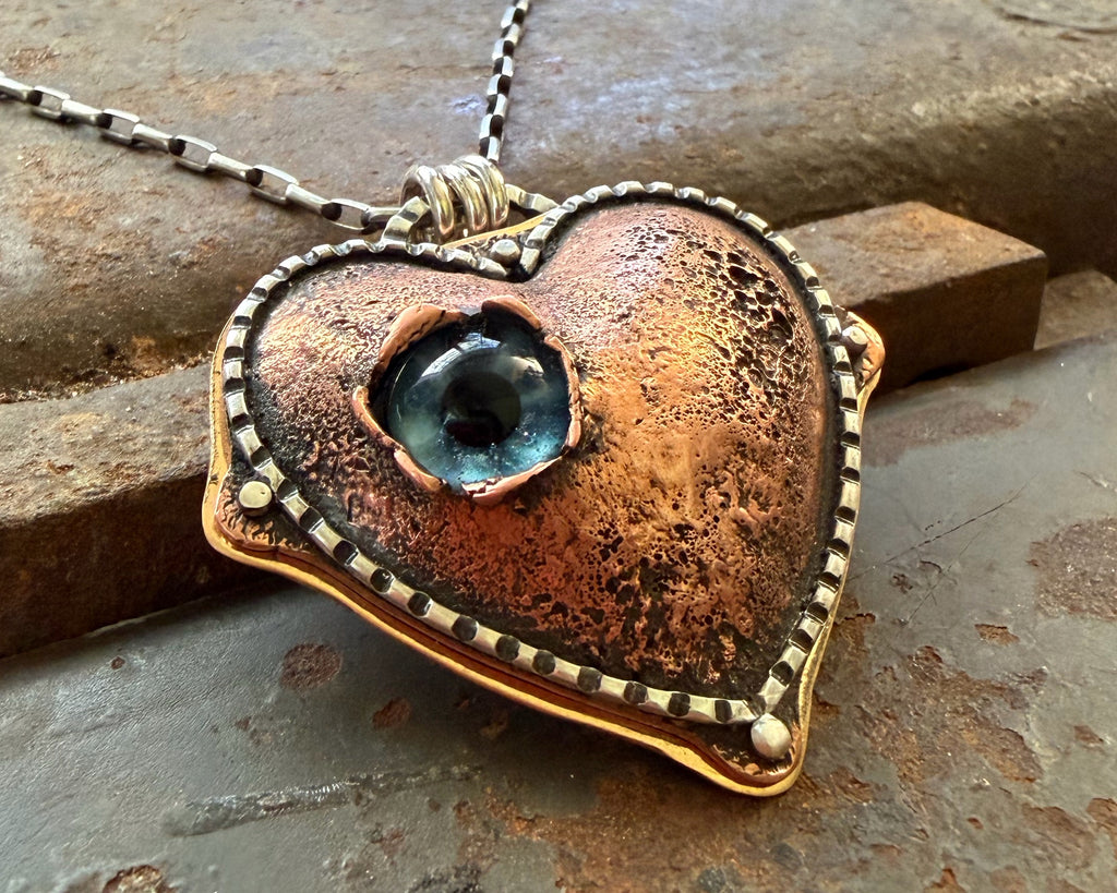 Mixed Metal Heart with Glass Eye #2