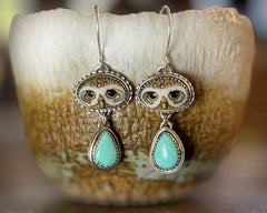 Burrowing Owl Earrings With Turquoise