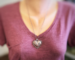 Copper and Sterling Silver Heart with Pearl Skull