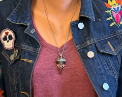 Copper Raven Skull Necklace