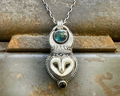Barn Owl with Kyanite Necklace