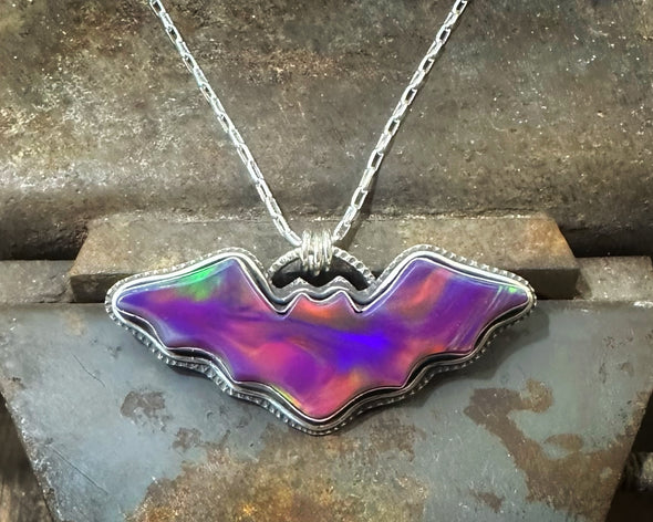 Purple Aurora Opal Bat Necklace