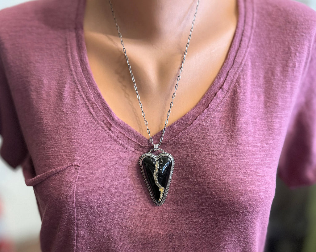 Black Lampwork Heart Necklace