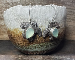 Sea Turtle Earrings with Aqua Chalcedony