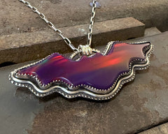 Dark Aurora Opal Bat Necklace