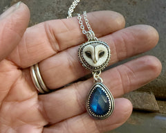 Barn Owl Necklace With Labradorite